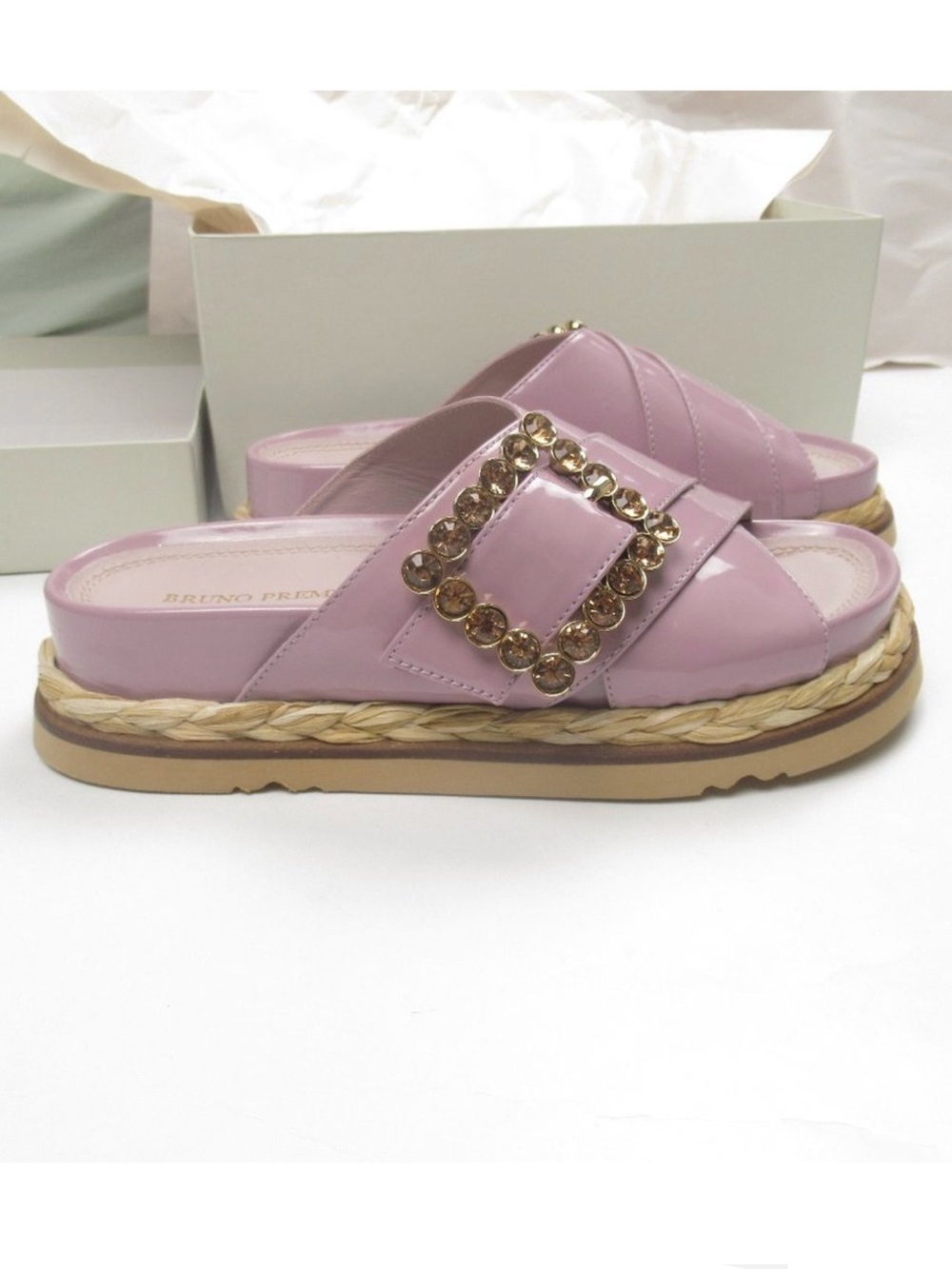 Bruno Premi (Anthropologie) Cross Strap Platform Sandals Purple Pink - Size 6.5